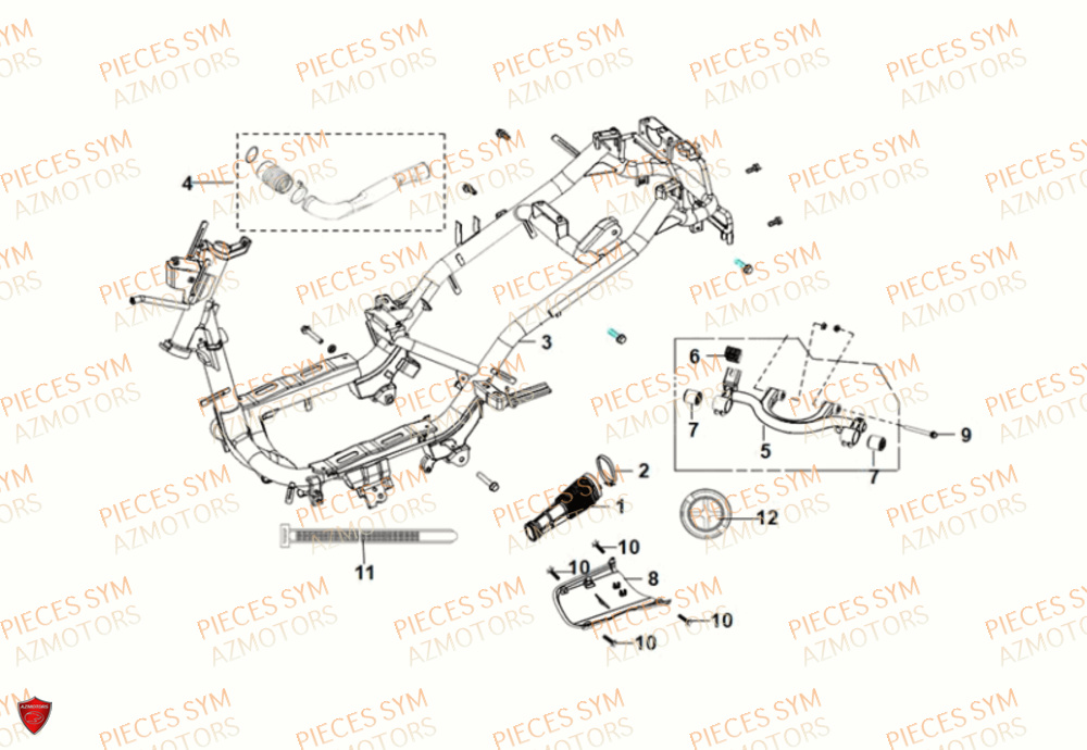 Chassis SYM Pièces FIDDLE II 50 E5 - AF05W5-EU (2021)