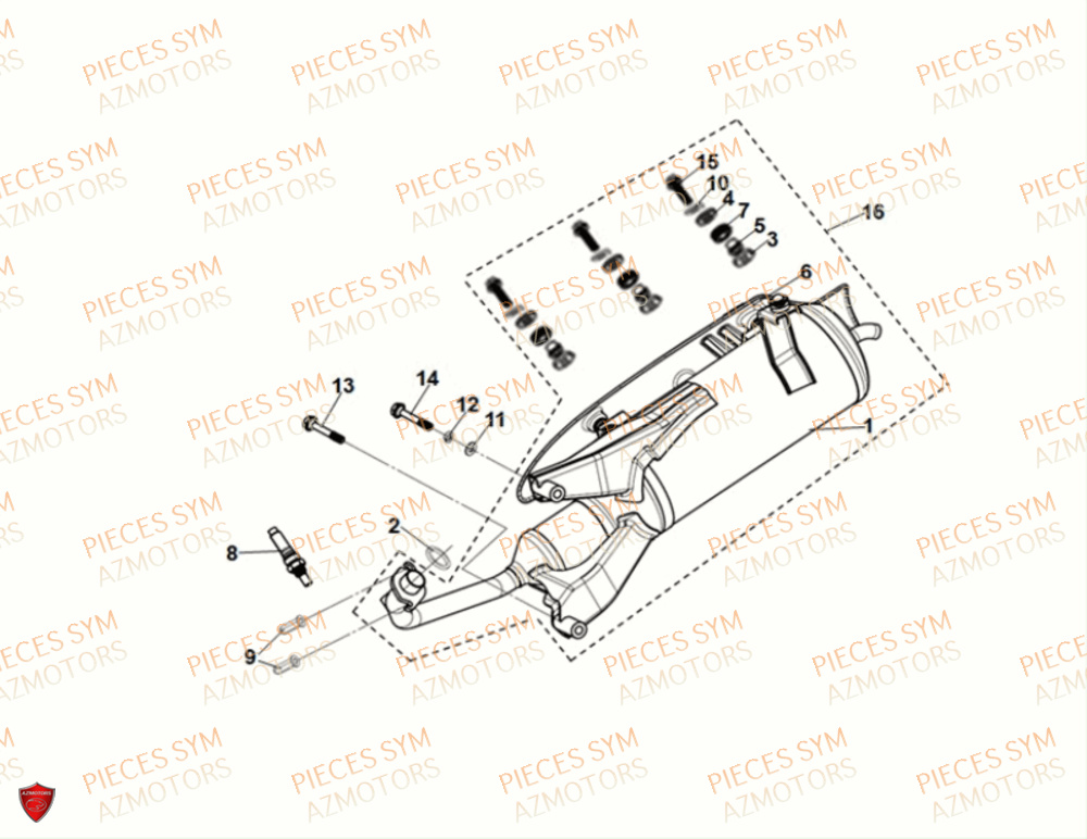 Echappement SYM Pièces FIDDLE II 50 E5 - AF05W5-EU (2021)