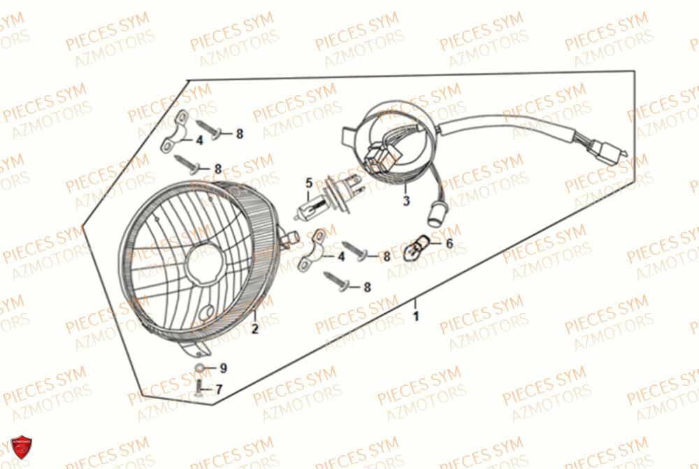 Phare Avant SYM Pièces FIDDLE II 50 E5 - AF05W5-EU (2021)