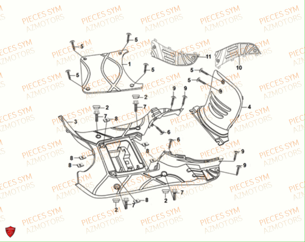 Plancher SYM Pièces FIDDLE II 50 E5 - AF05W5-EU (2021)