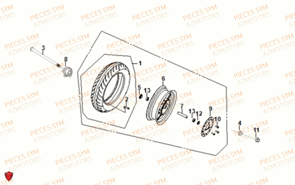 Roue Avant SYM Pièces FIDDLE II 50 E5 - AF05W5-EU (2021)