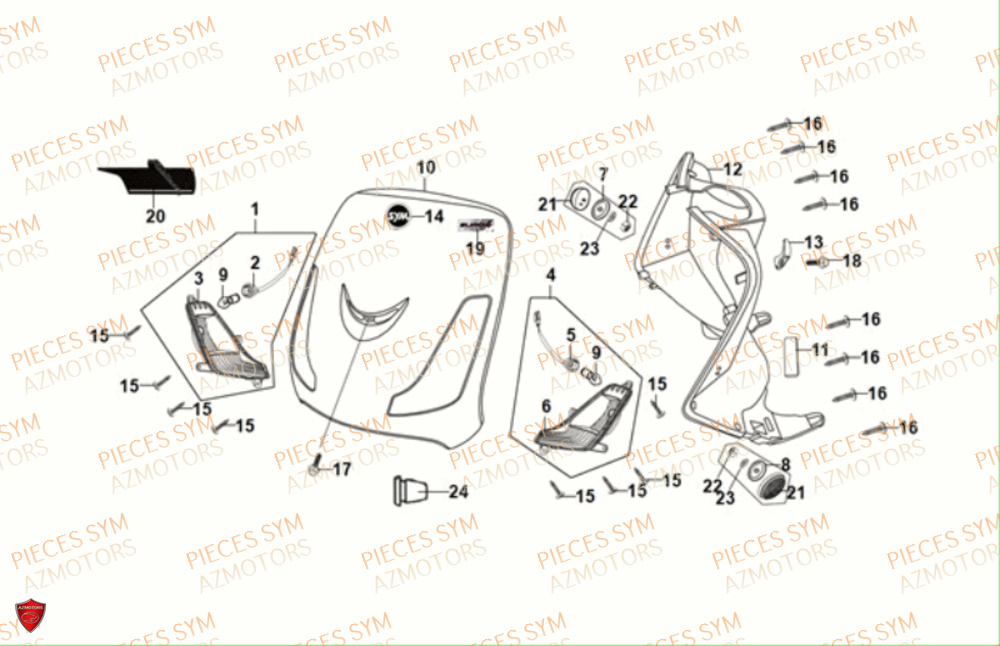 Tablier Avant SYM Pièces FIDDLE II 50 E5 - AF05W5-EU (2021)