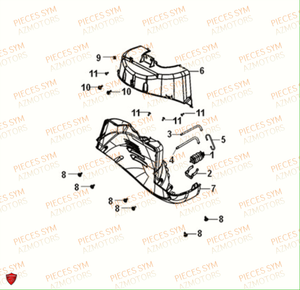 Cache SYM Pièces FIDDLE IV 50 E5 - XG05W1-EU (2021)