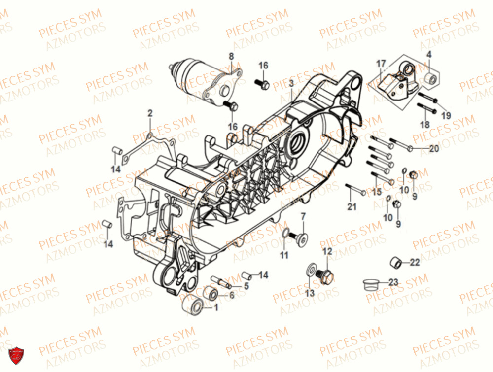 Carter Moteur SYM Pièces FIDDLE IV 50 E5 - XG05W1-EU (2021)