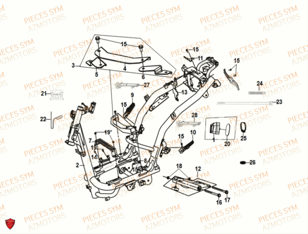 Chassis SYM Pièces FIDDLE IV 50 E5 - XG05W1-EU (2021)