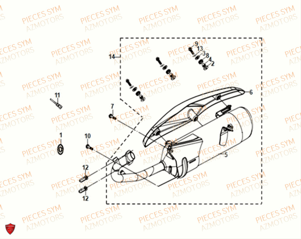 Echappement SYM Pièces FIDDLE IV 50 E5 - XG05W1-EU (2021)