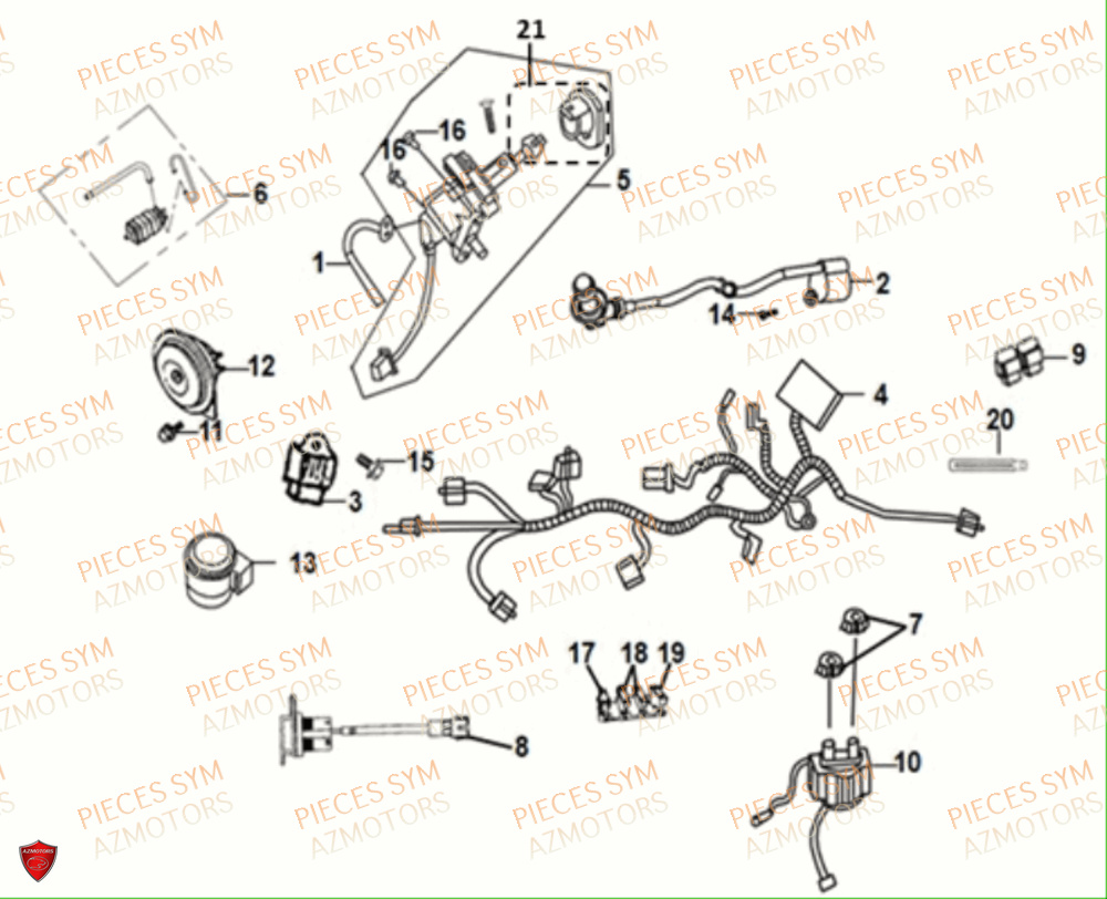 Equipement Electrique SYM Pièces FIDDLE IV 50 E5 - XG05W1-EU (2021)