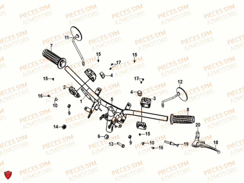 Guidon SYM Pièces FIDDLE IV 50 E5 - XG05W1-EU (2021)