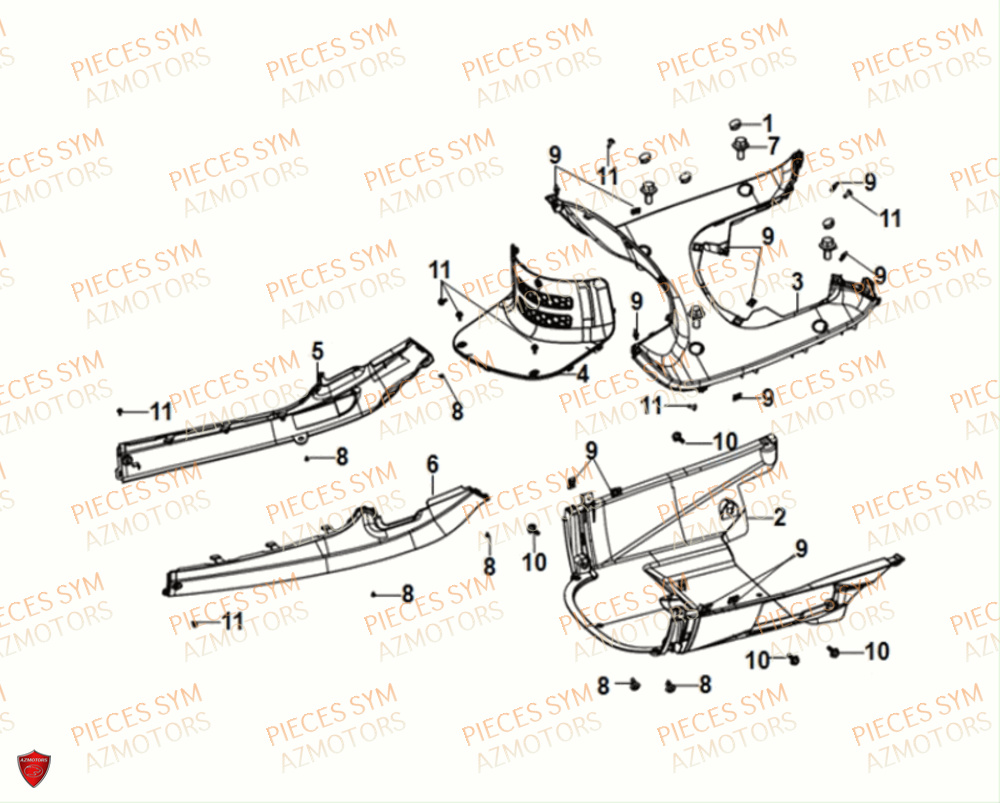 Plancher SYM Pièces FIDDLE IV 50 E5 - XG05W1-EU (2021)