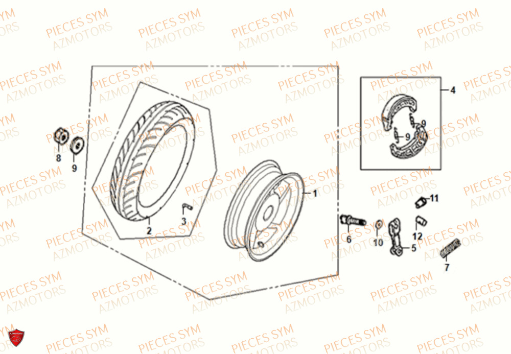 ROUE ARRIERE SYM FIDDLE IV 50 2021