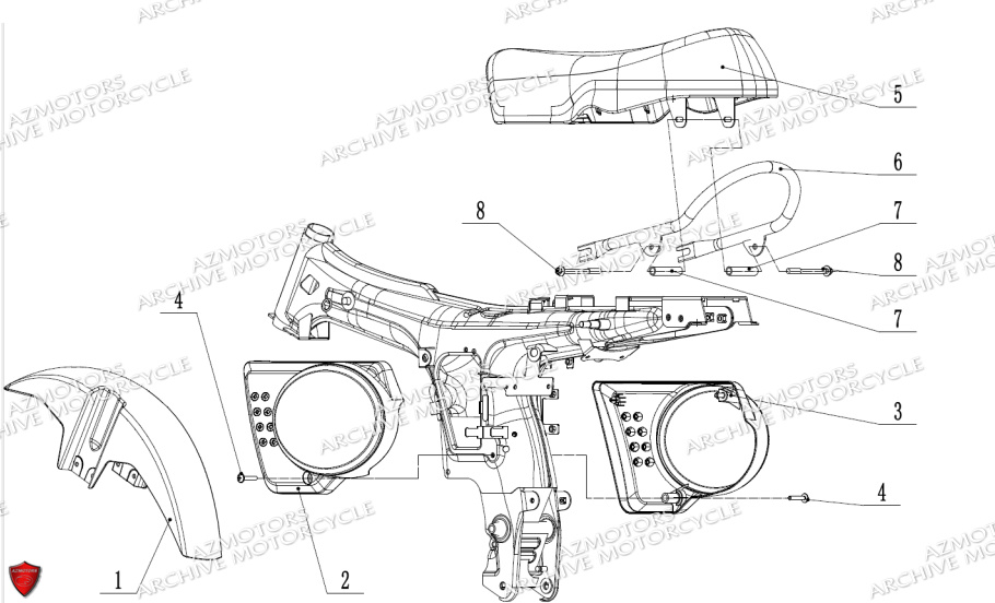 Garde Boue Selle Caches Lateraux ARCHIVE MOTO PIECE ARCHIVE FIRST_50 EURO5