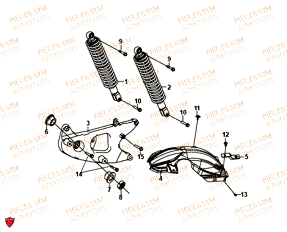 Amortisseur Bras Oscillant Garde Boue Arriere SYM Pièces FNX 125 EURO 4 - GC12G1-EU (2019)