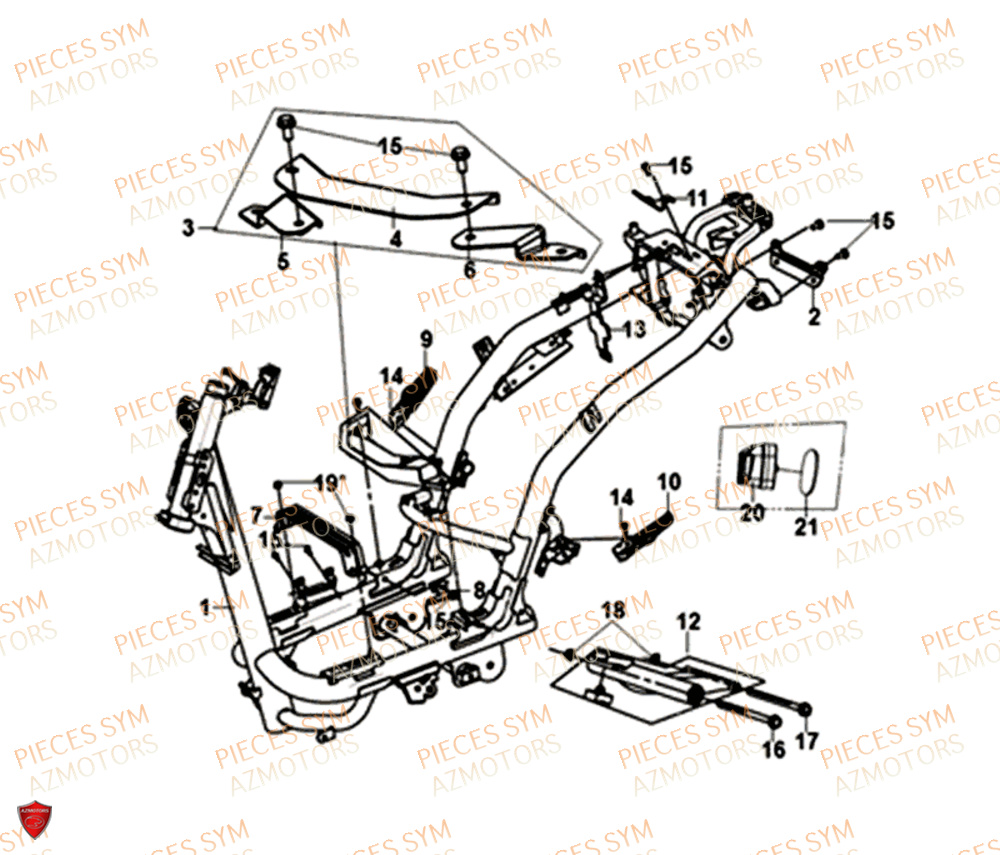 Cadre SYM Pièces FNX 125 EURO 4 - GC12G1-EU (2019)