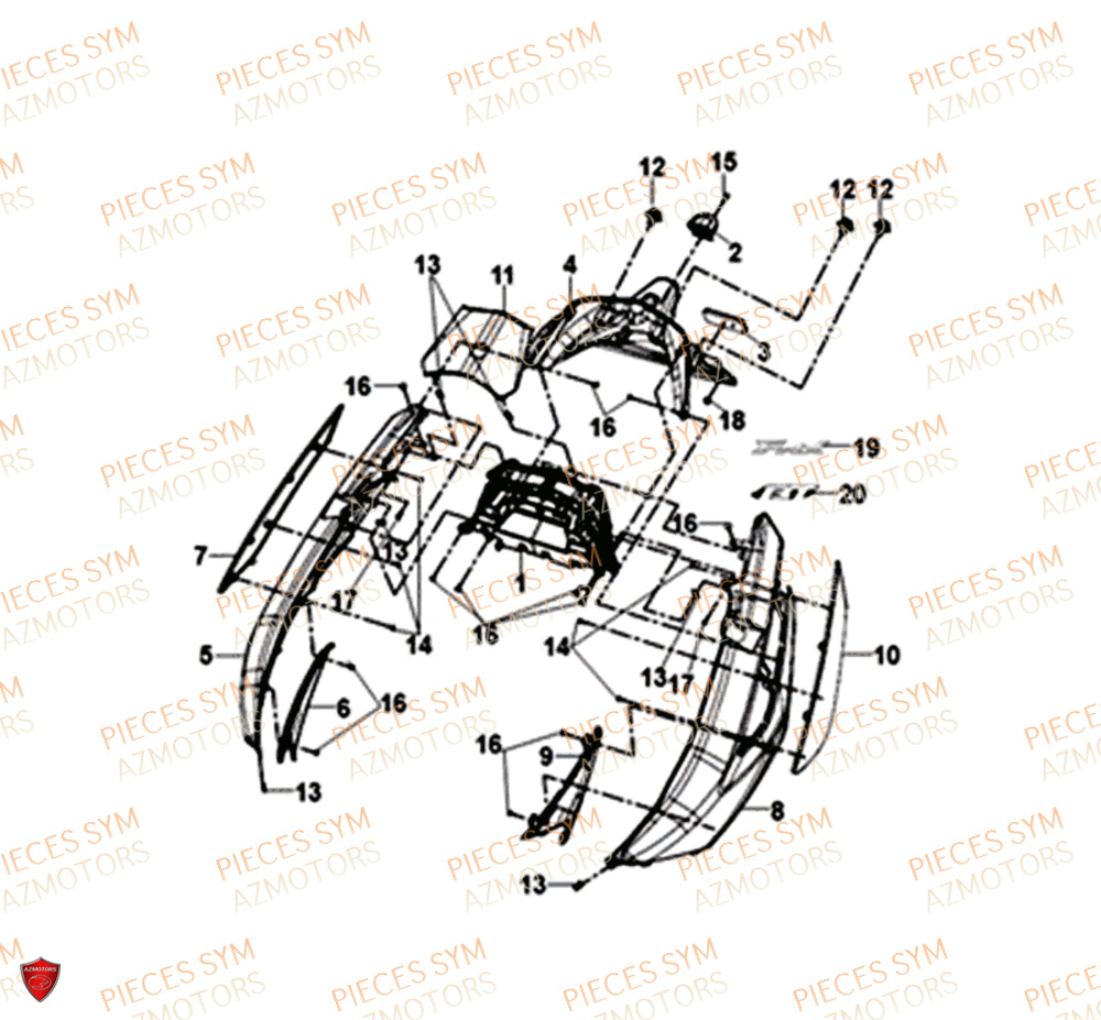 Carenages Eclairage Arriere SYM Pièces FNX 125 EURO 4 - GC12G1-EU (2019)