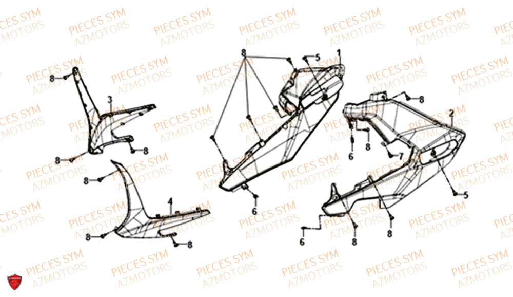 Carenages Lateraux SYM Pièces FNX 125 EURO 4 - GC12G1-EU (2019)