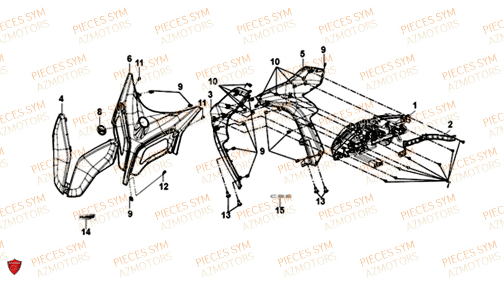 Carenage Avant SYM Pièces FNX 125 EURO 4 - GC12G1-EU (2019)