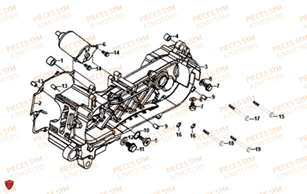 Carter Gauche SYM Pièces FNX 125 EURO 4 - GC12G1-EU (2019)