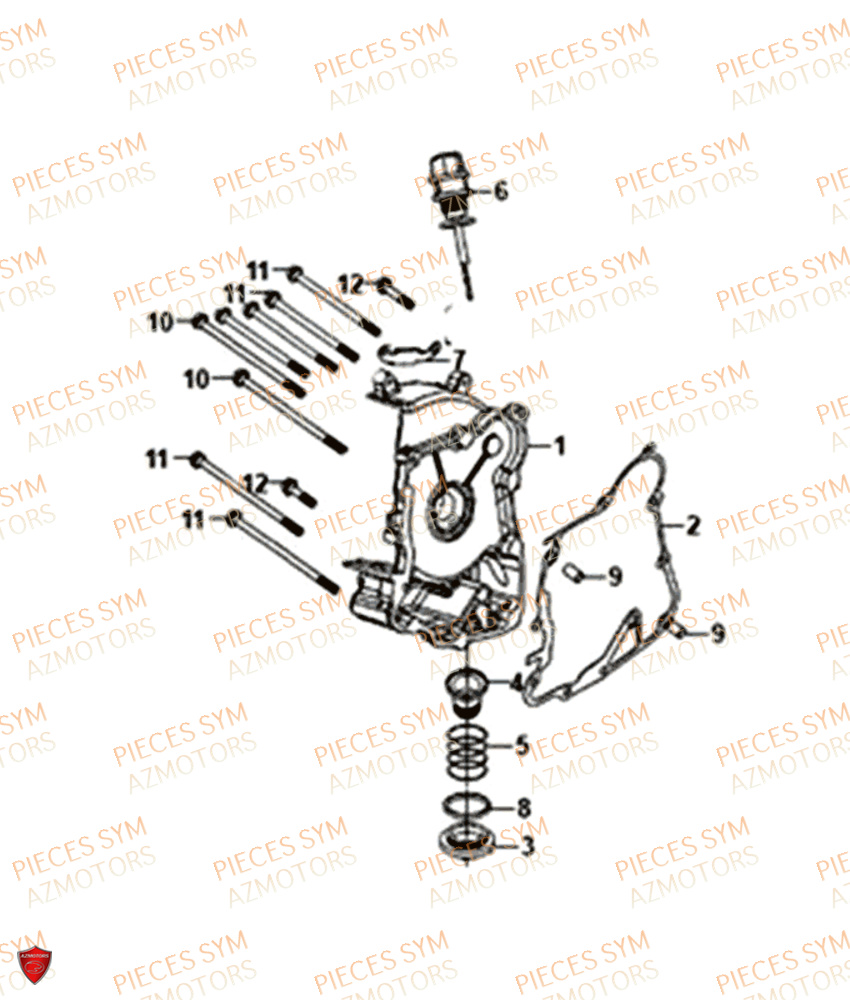 Couvercle De Carter Droit SYM Pièces FNX 125 EURO 4 - GC12G1-EU (2019)