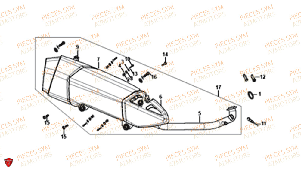 Echappement SYM Pièces FNX 125 EURO 4 - GC12G1-EU (2019)