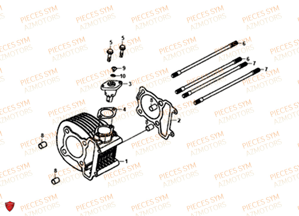 Ensemble Cylindre SYM Pièces FNX 125 EURO 4 - GC12G1-EU (2019)