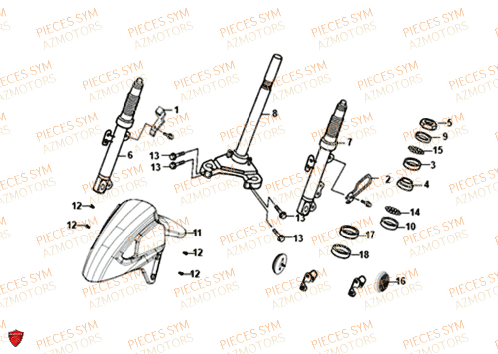 FOURCHE GARDE BOUE AVANT SYM FNX 125