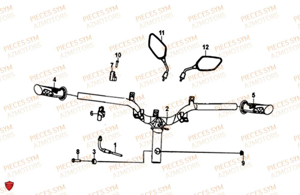 Guidon Retroviseur SYM Pièces FNX 125 EURO 4 - GC12G1-EU (2019)