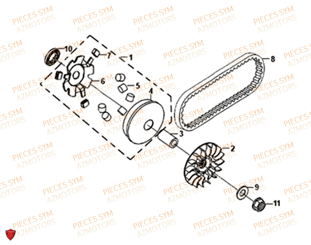 Variateur SYM Pièces FNX 125 EURO 4 - GC12G1-EU (2019)