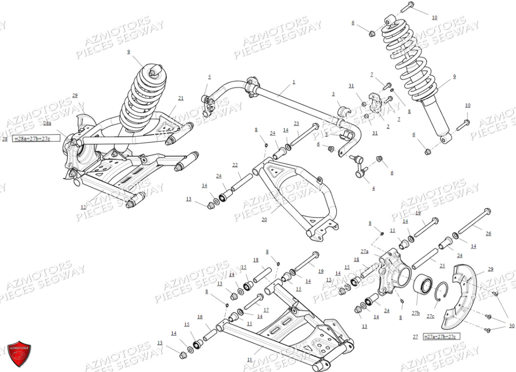 Ensemble Suspension Arriere SEGWAY Pièces SSV FUGLEMAN UT10