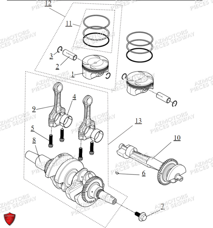 Ensemble Vilebrequin Piston SEGWAY Pièces SSV FUGLEMAN UT10