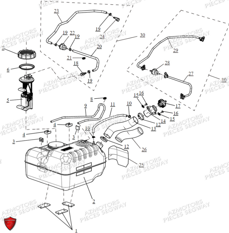 Reservoir A Carburant SEGWAY Pièces SSV FUGLEMAN UT10