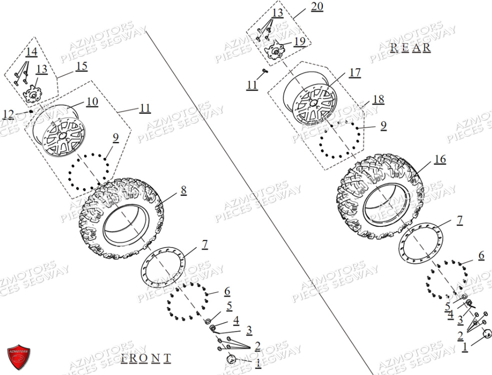 Roues SEGWAY Pièces SSV FUGLEMAN UT10