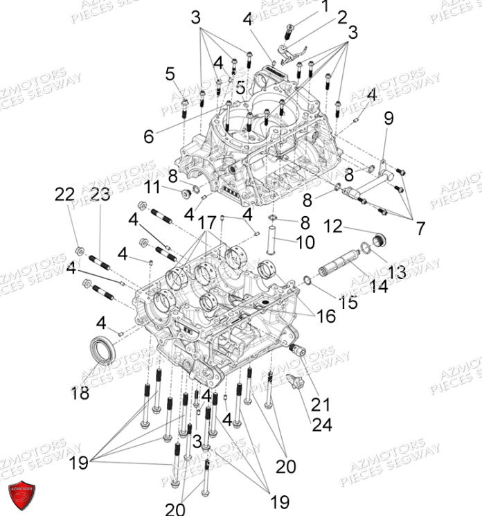 SOUS ENSEMBLE CARTERS SUPERIEUR ET INFERIEUR SEGWAY FUGLEMAN UT10