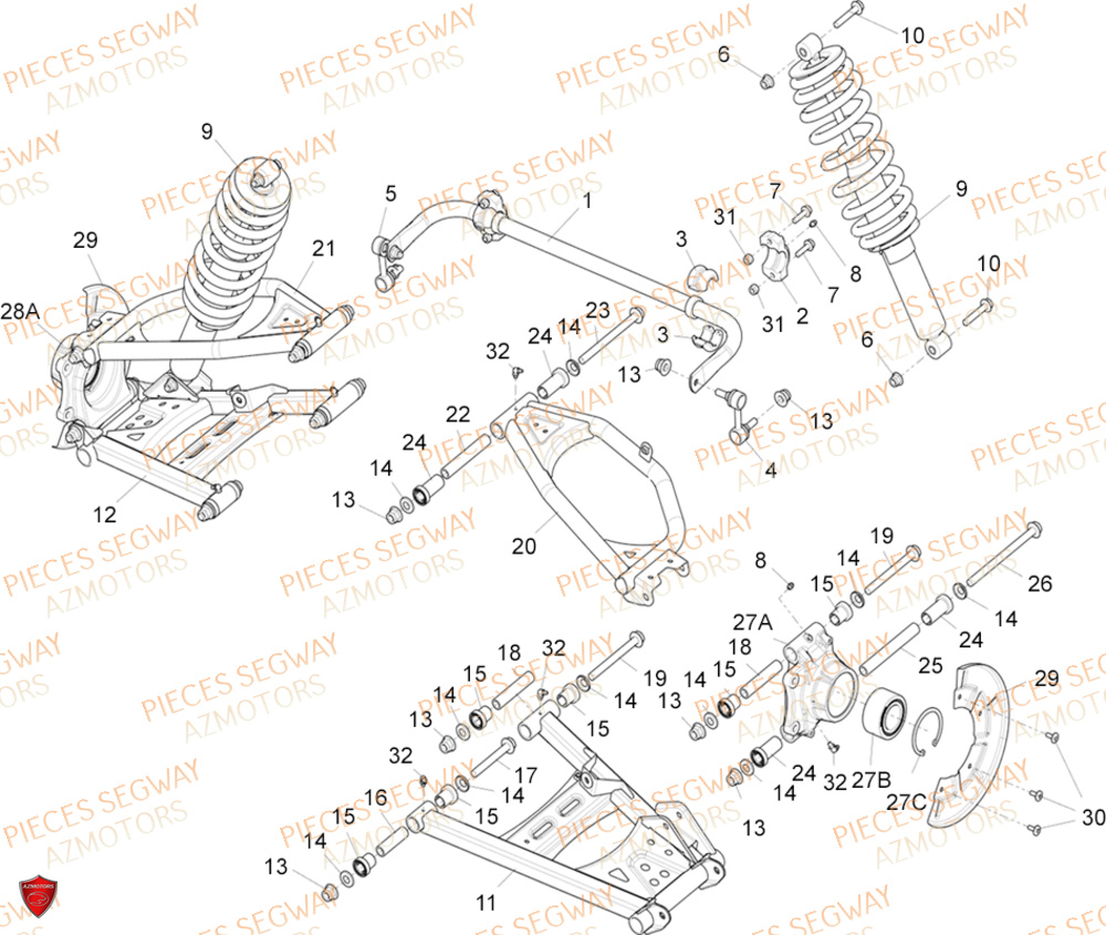 ENSEMBLE SUSPENSION ARRIERE SEGWAY FUGLEMAN UT10 2024