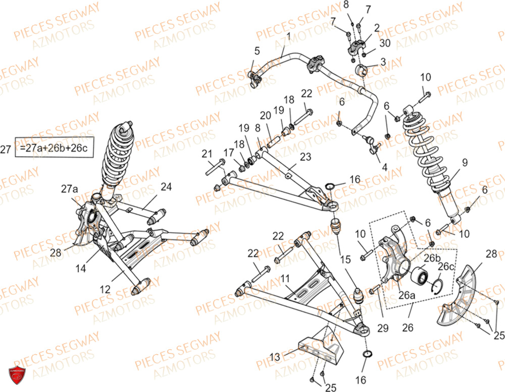 Ensemble Suspension Avant SEGWAY Pièces SSV FUGLEMAN UT10 2024