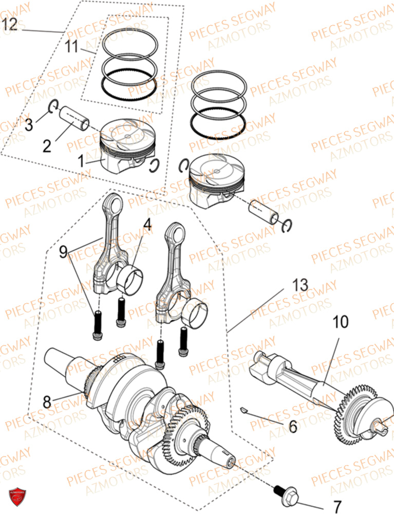 ENSEMBLE VILEBREQUIN PISTON BALANCIER SEGWAY FUGLEMAN UT10 2024