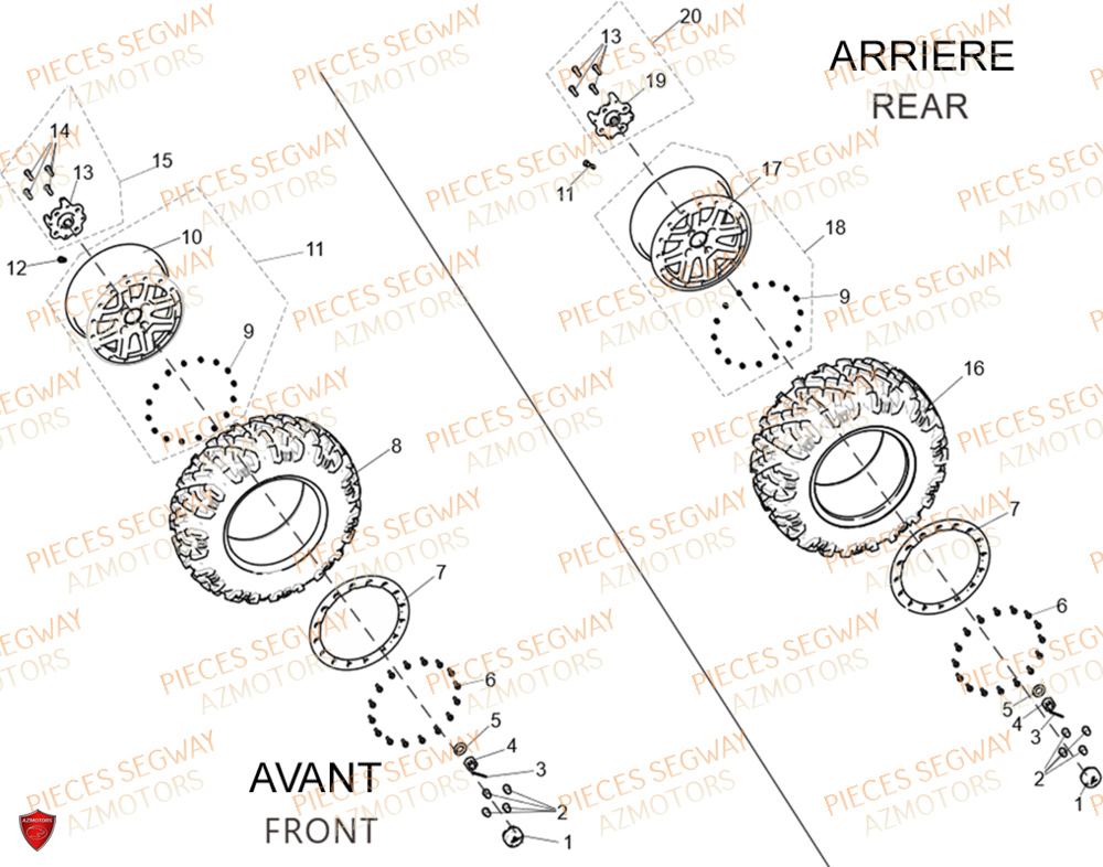 Roues SEGWAY Pièces SSV FUGLEMAN UT10 2024