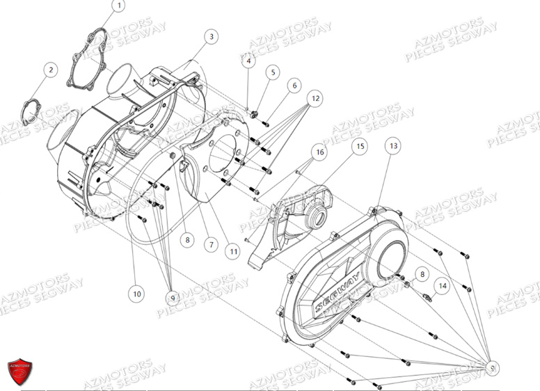 CACHES VARIATEUR CVTECH SEGWAY FUGLEMAN UT10 CREW