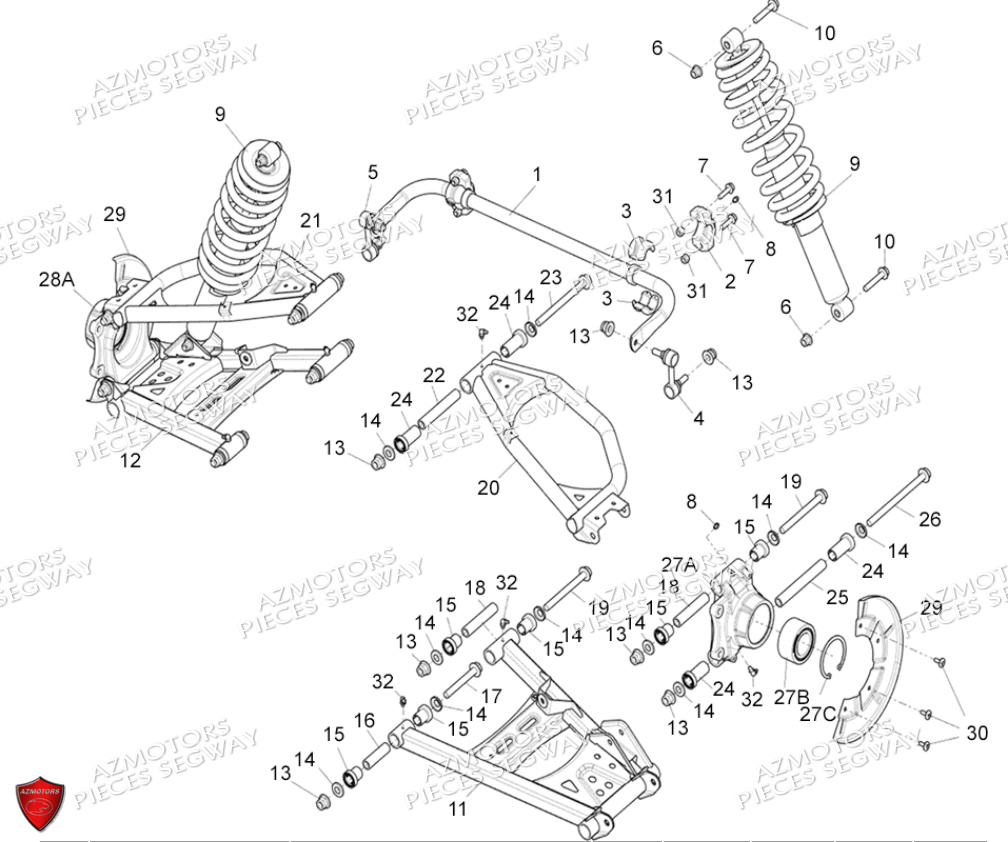 ENSEMBLE SUSPENSION ARRIERE SEGWAY FUGLEMAN UT10 CREW