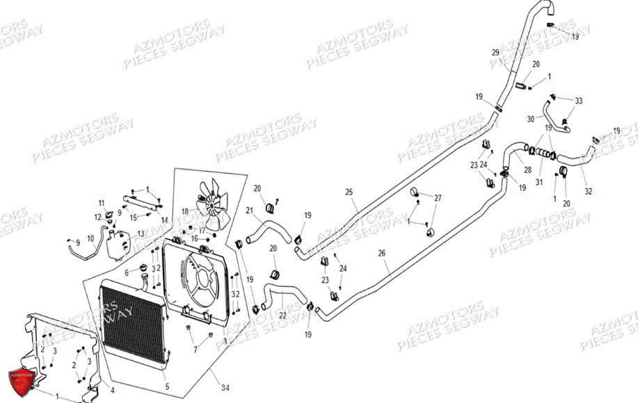 Ensemble Systeme De Refroidissement SEGWAY Pièces SSV FUGLEMAN UT10 CREW