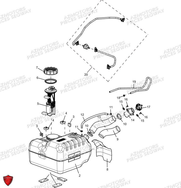 RESERVOIR A CARBURANT SEGWAY FUGLEMAN UT10 CREW