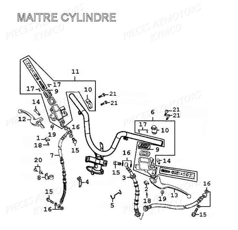 Maitre Cylindre KYMCO Pièces GRAND DINK 125 4T EURO II (SH25DB) 