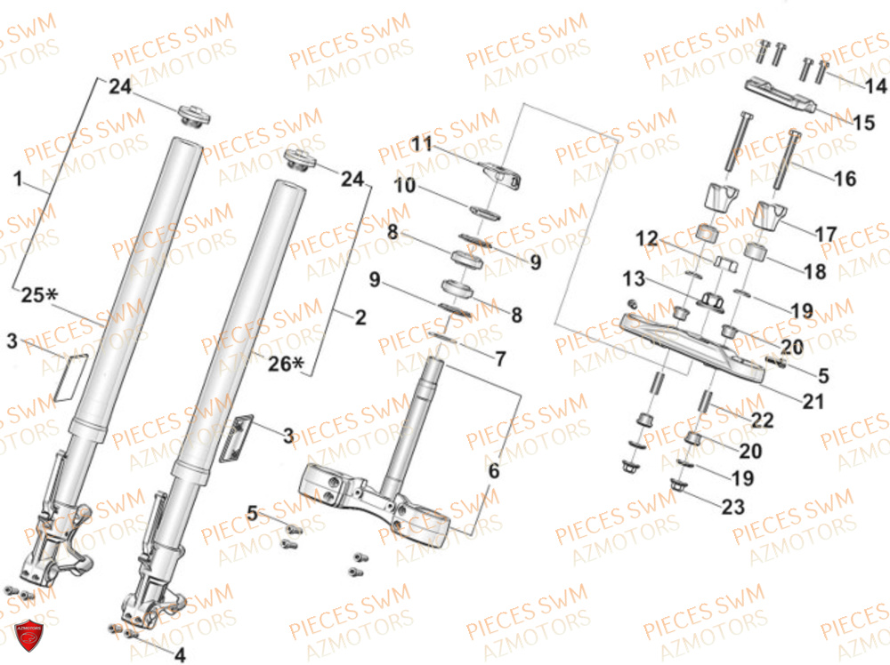 Fourche SWM Pieces SWM Origine GRAN MILANO 500 2024