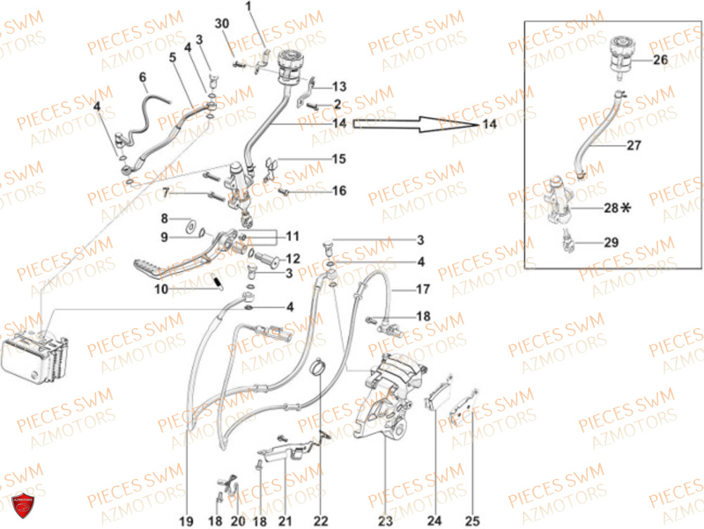 Frein Arriere SWM Pieces SWM Origine GRAN MILANO 500 2024