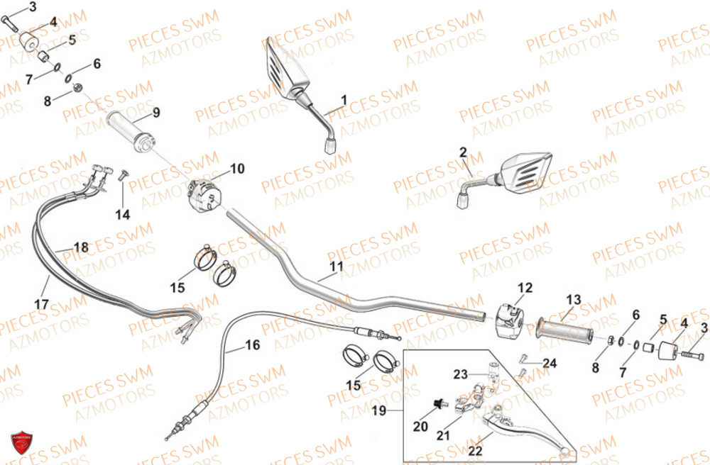 Guidon SWM Pieces SWM Origine GRAN MILANO 500 2024