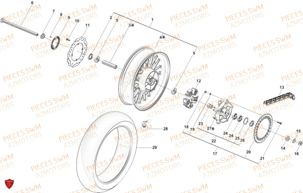 ROUE ARRIERE SWM GRAN MILANO 500 24