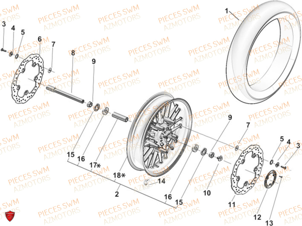 ROUE AVANT SWM GRAN MILANO 500 24