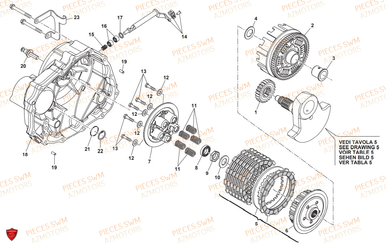 Embrayage SWM Pieces SWM Origine GRAN TURISMO 440 EURO 4