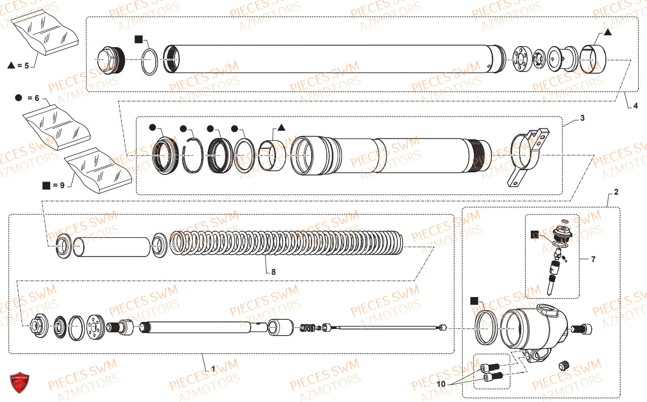 Fourche Droite SWM Pieces SWM Origine GRAN TURISMO 440 EURO 4