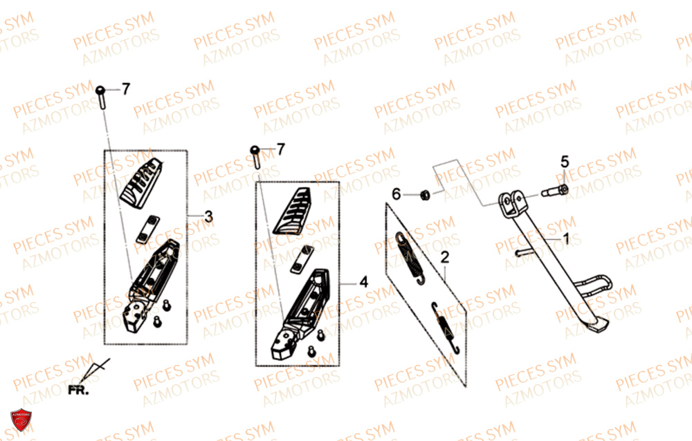 Bequille Laterale Repose Pieds SYM Pièces GTS 125I EURO 4 - LN12WG-EU (2018-2020)