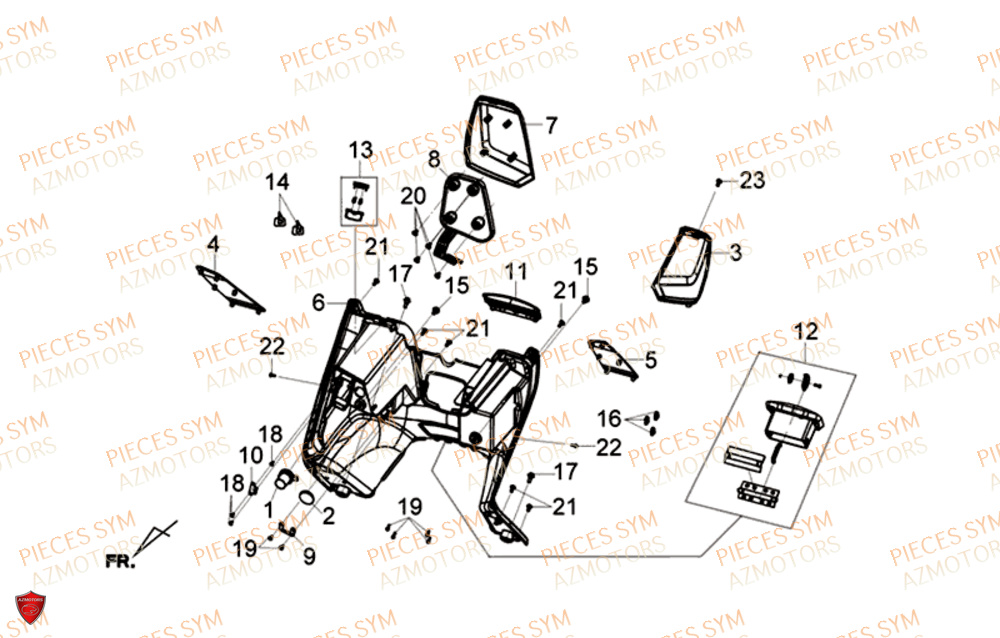 Couvercle Batterie Prise SYM Pièces GTS 125I EURO 4 - LN12WG-EU (2018-2020)